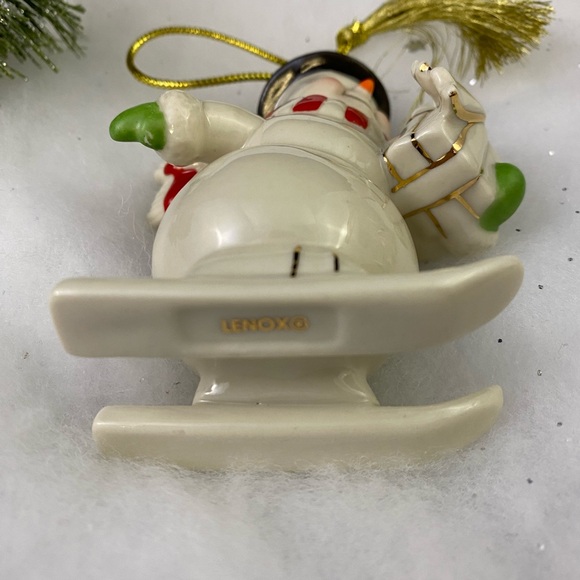 Lenox Porcelain Very Merry Snowman On Skis Ornament Christmas - Picture 4 of 6